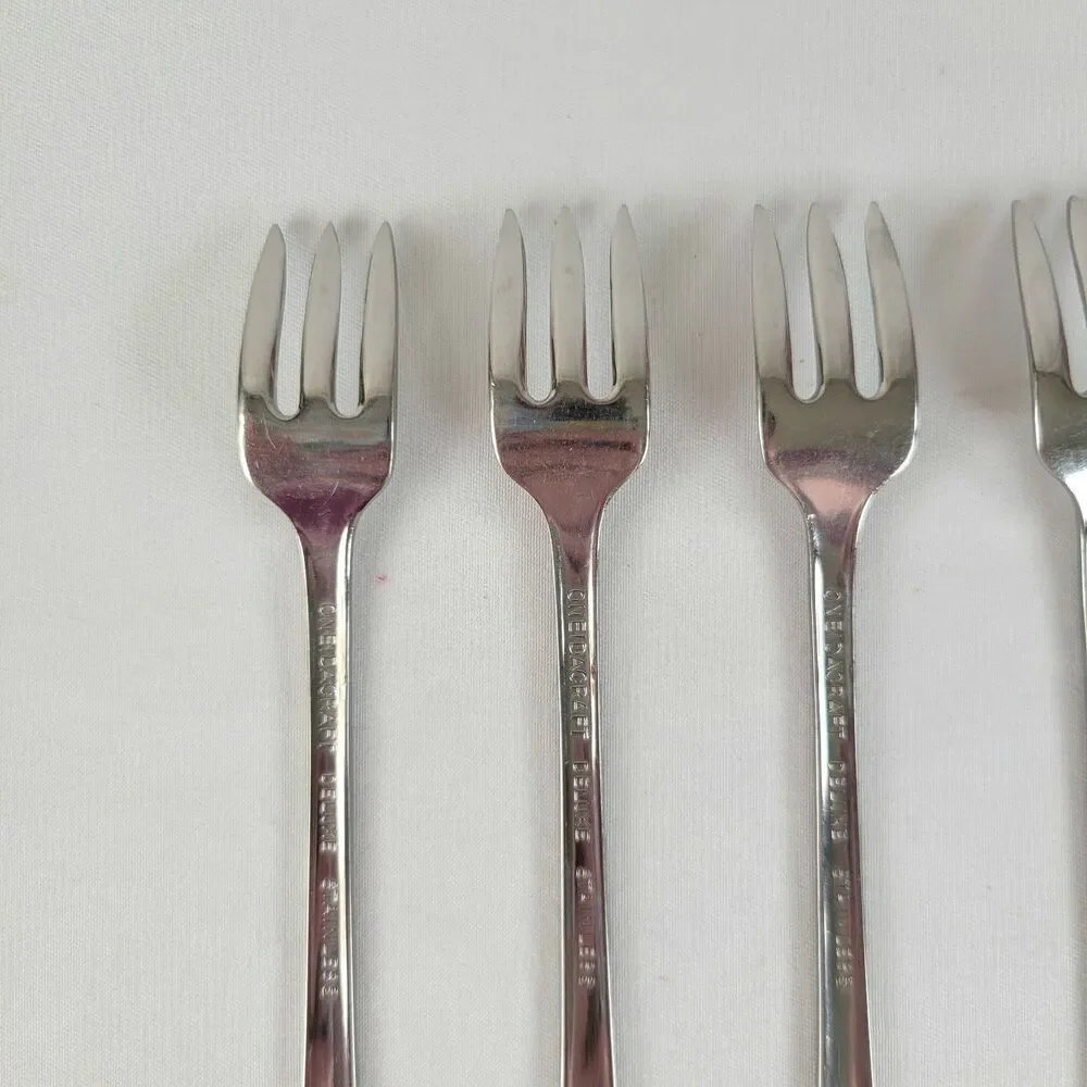 Oneida Satin Accent Stainless Flatware Set 4 Cocktail Seafood Forks Oneidacraft